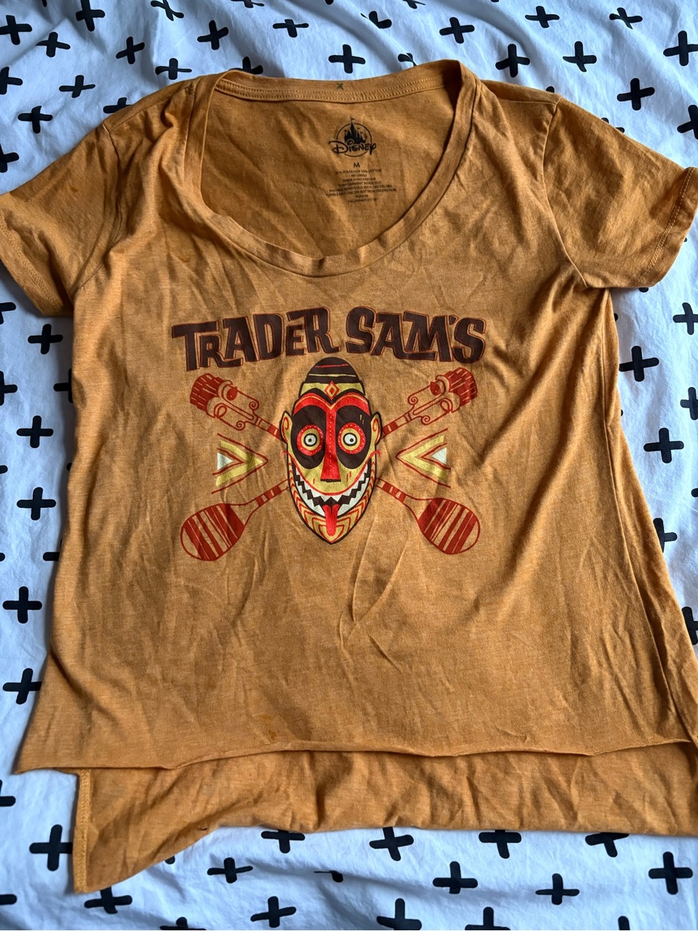 Trader Sam's Mustard Tiki Graphic Tee women’s medium Disney